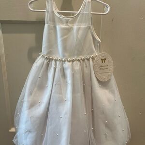 American Princess White Dress with Pearl Details